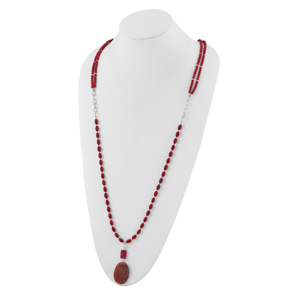 Sterling Silver Multi Stone Adjustable 17in or 40in Necklace