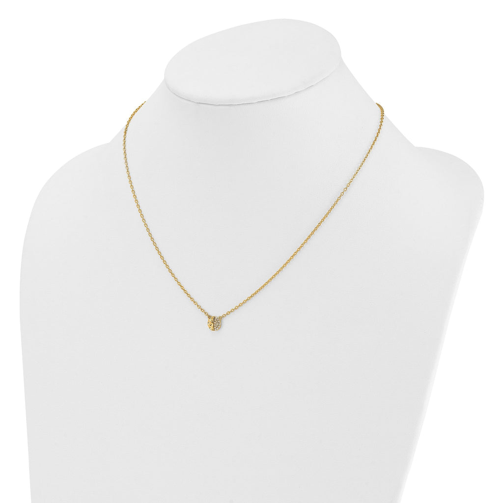 14K Polished and Hammered 1/20 carat Diamond Disk 18 inch Necklace