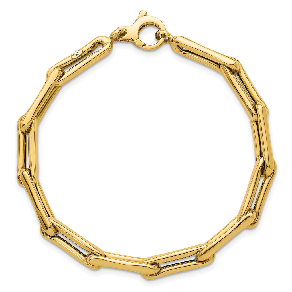 14k Polished 5.7mm Fancy Long Link 7.5 inch Bracelet