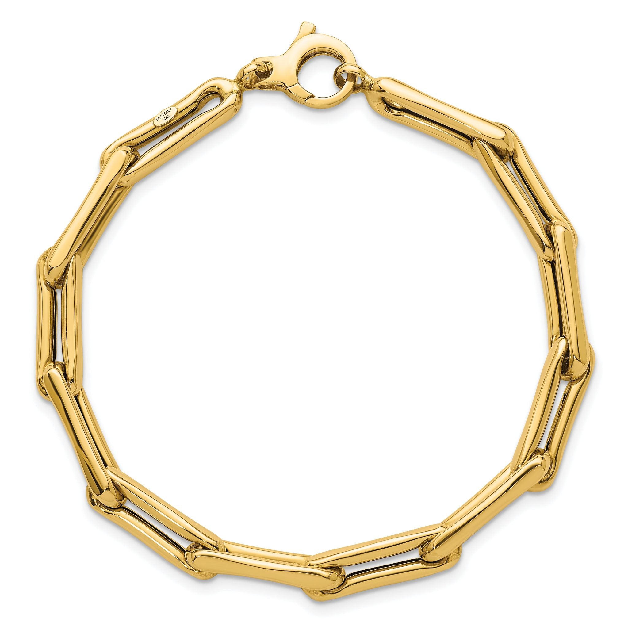 14k Polished 5.7mm Fancy Long Link 7.5 inch Bracelet