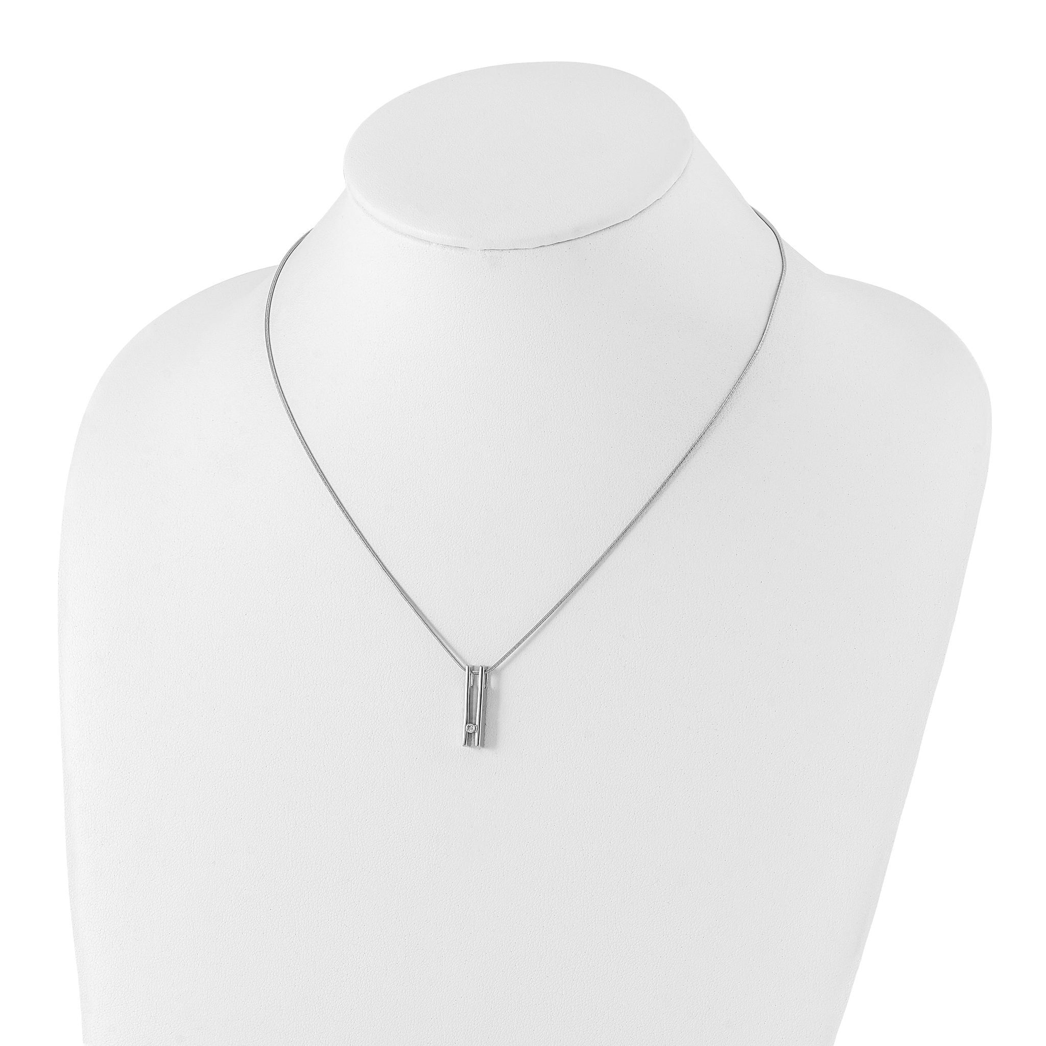 White Ice Sterling Silver Diamond Necklace with Rhodium Polished Finish