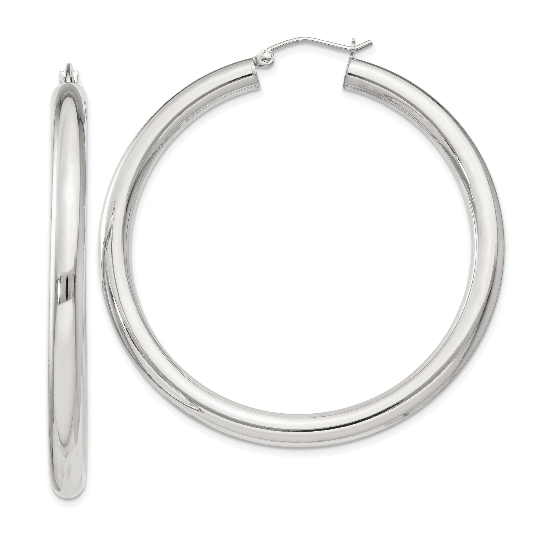 Sterling Silver 4mm Round Hoop Earrings Main image
