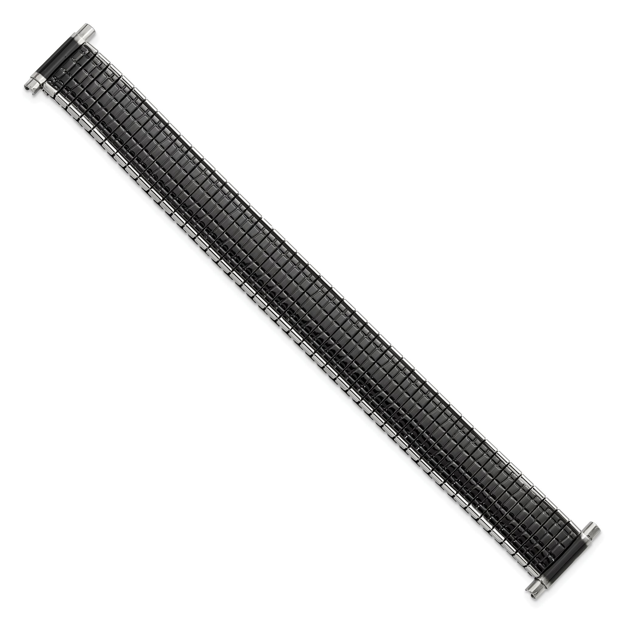 Romunda Mens 16-20mm Black and Silver-tone Stainless Steel 6.5 inch Expansion Watch Band Secondary image