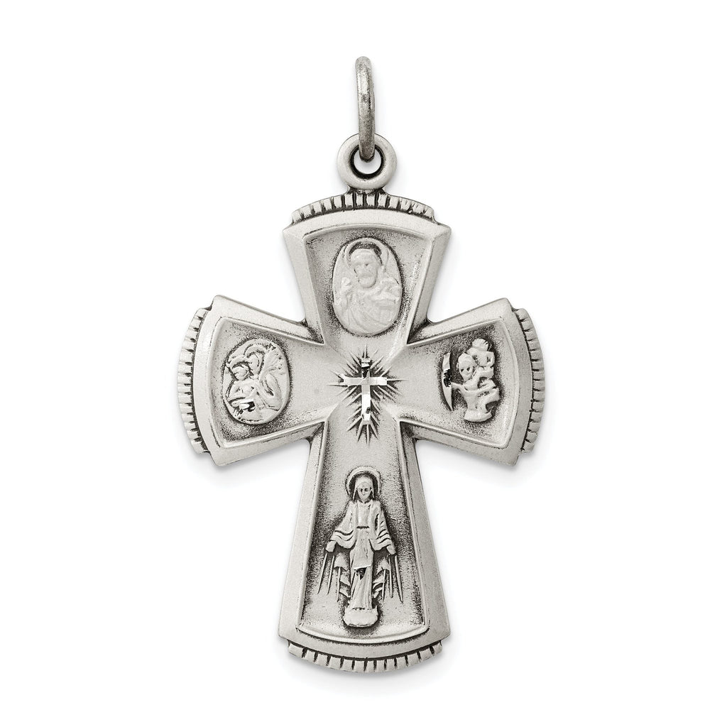 Sterling Silver 925 Antiqued Cross Pendant with Solid Die-Struck Design