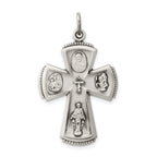 Sterling Silver 925 Antiqued Cross Pendant with Solid Die-Struck Design