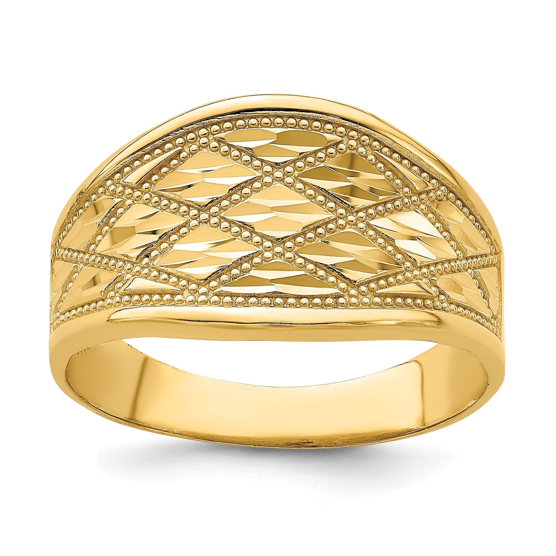 14K Diamond-Cut Quilted Pattern Ring Main image