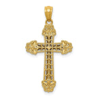 14K Two-Tone Polished Cross Pendant Solid Gold, Elegant Design