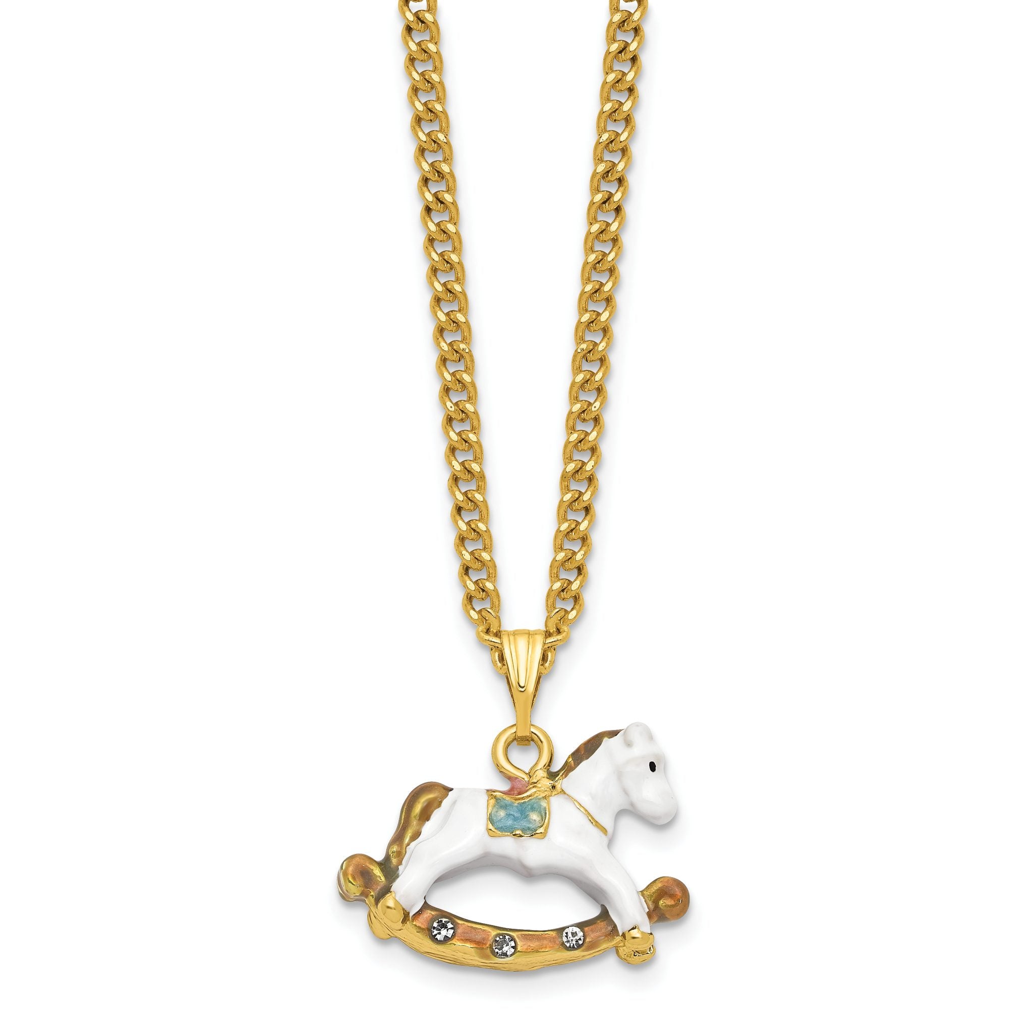 Rocking Horse Trinket Box & Necklace Set in Pewter