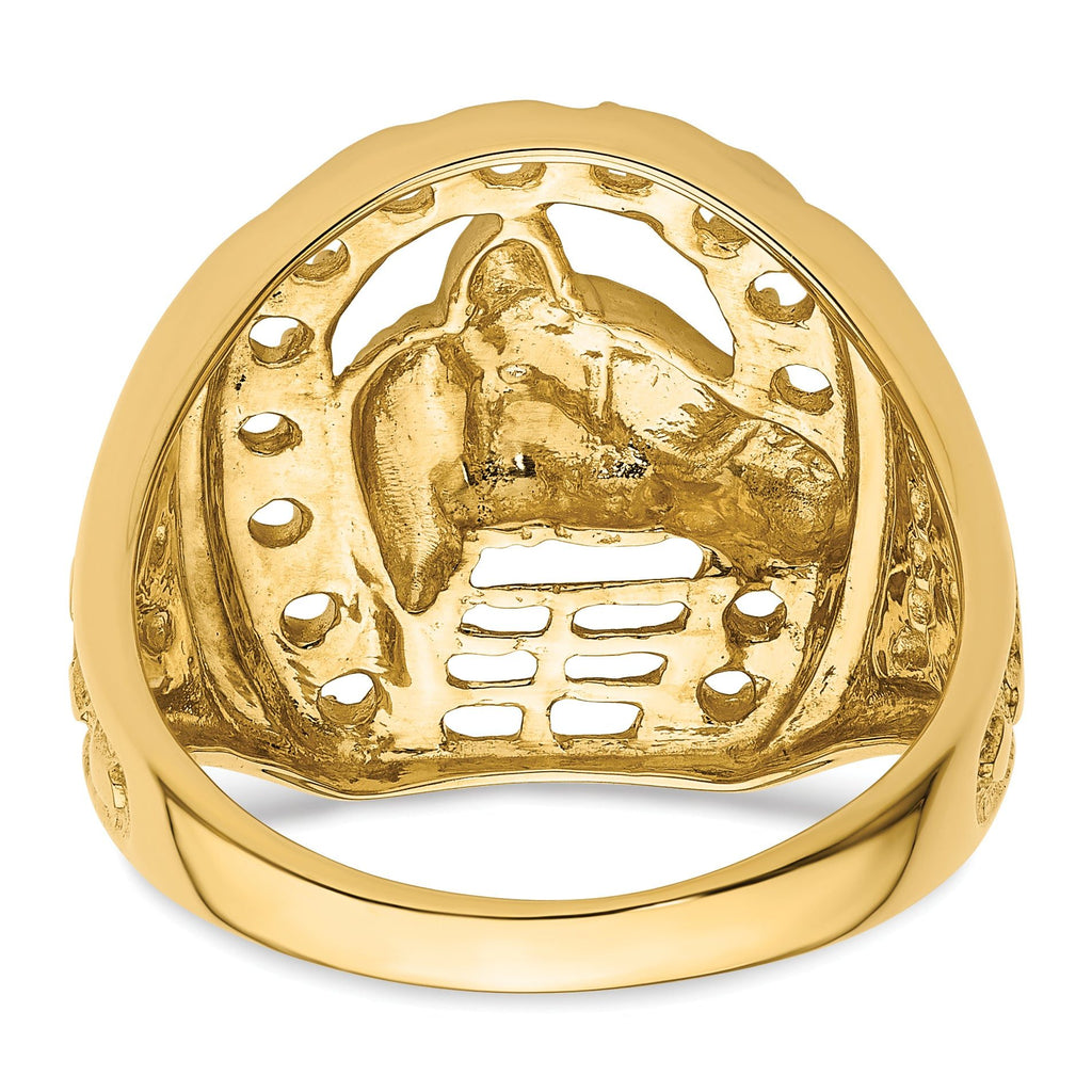 14k Horseshoe w/Horse in Center Mens Ring Mounting (No Stones Included)