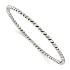Sterling Silver 925 Women's Polished Twisted Slip-On Bangle Handcrafted Elegance