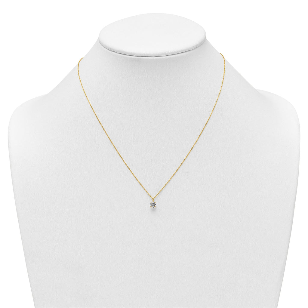 Round CZ Solitaire Necklace in 14K Yellow Gold