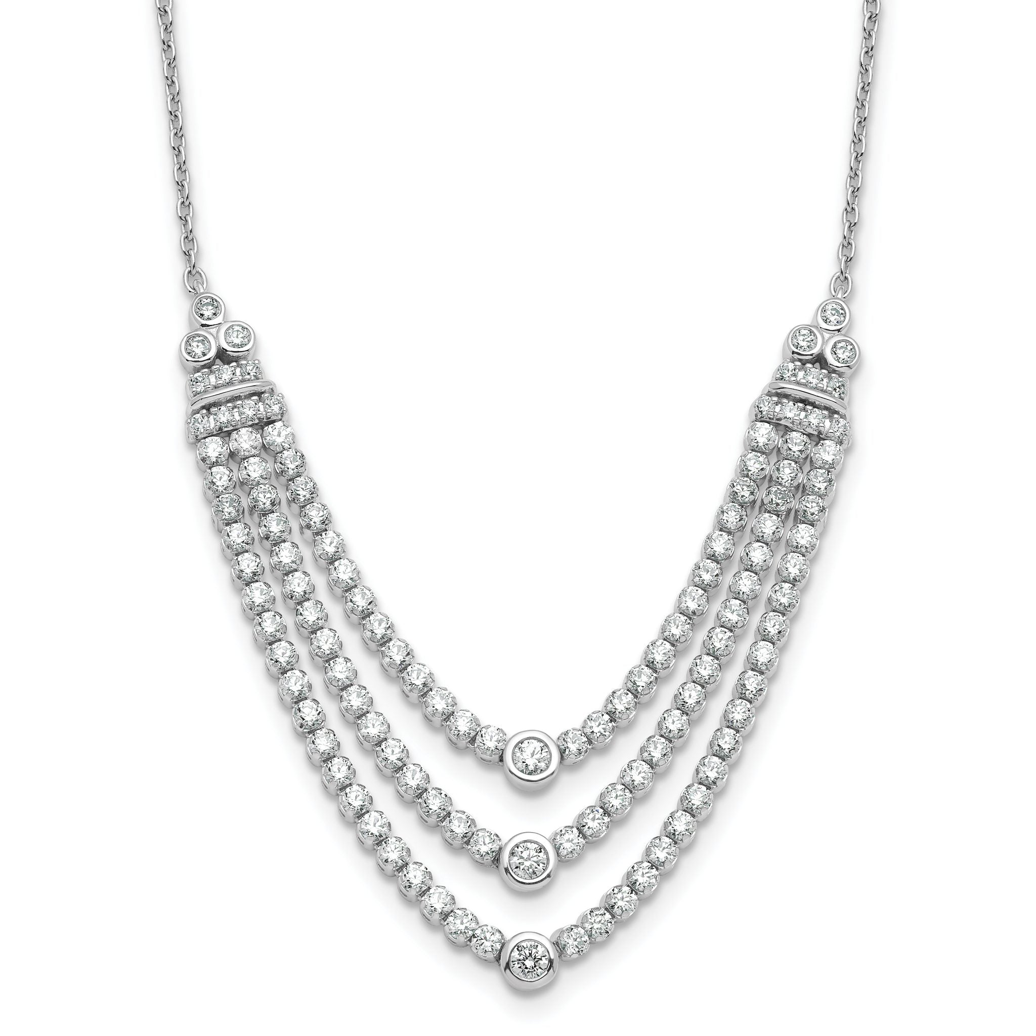 14k White Gold 2 3/4 carat Lab Grown Diamond VS/SI+ G+ 18 inch Triple Layer Necklace Main image
