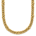 14K Polished and Textured Fancy Link with .5in ext. Necklace