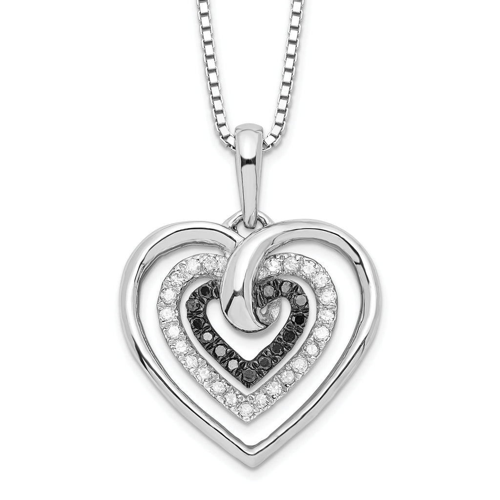 Sophia Jewelers Sterling Silver Diamond Heart Necklace with Extender