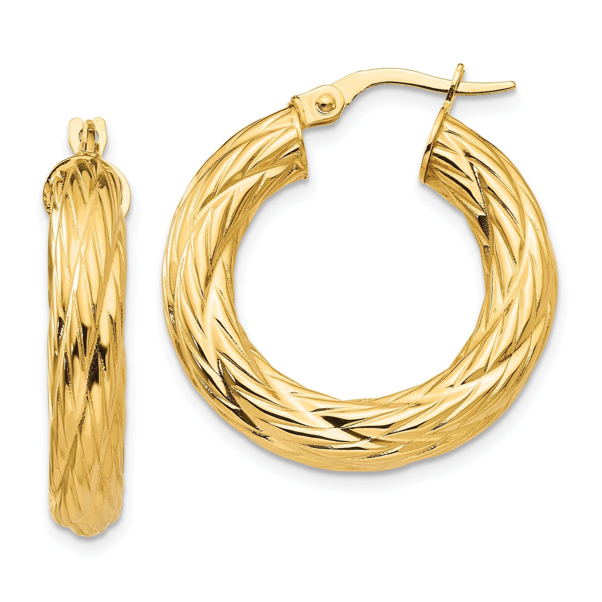 14k Textured Tube Hoop Earrings Main image