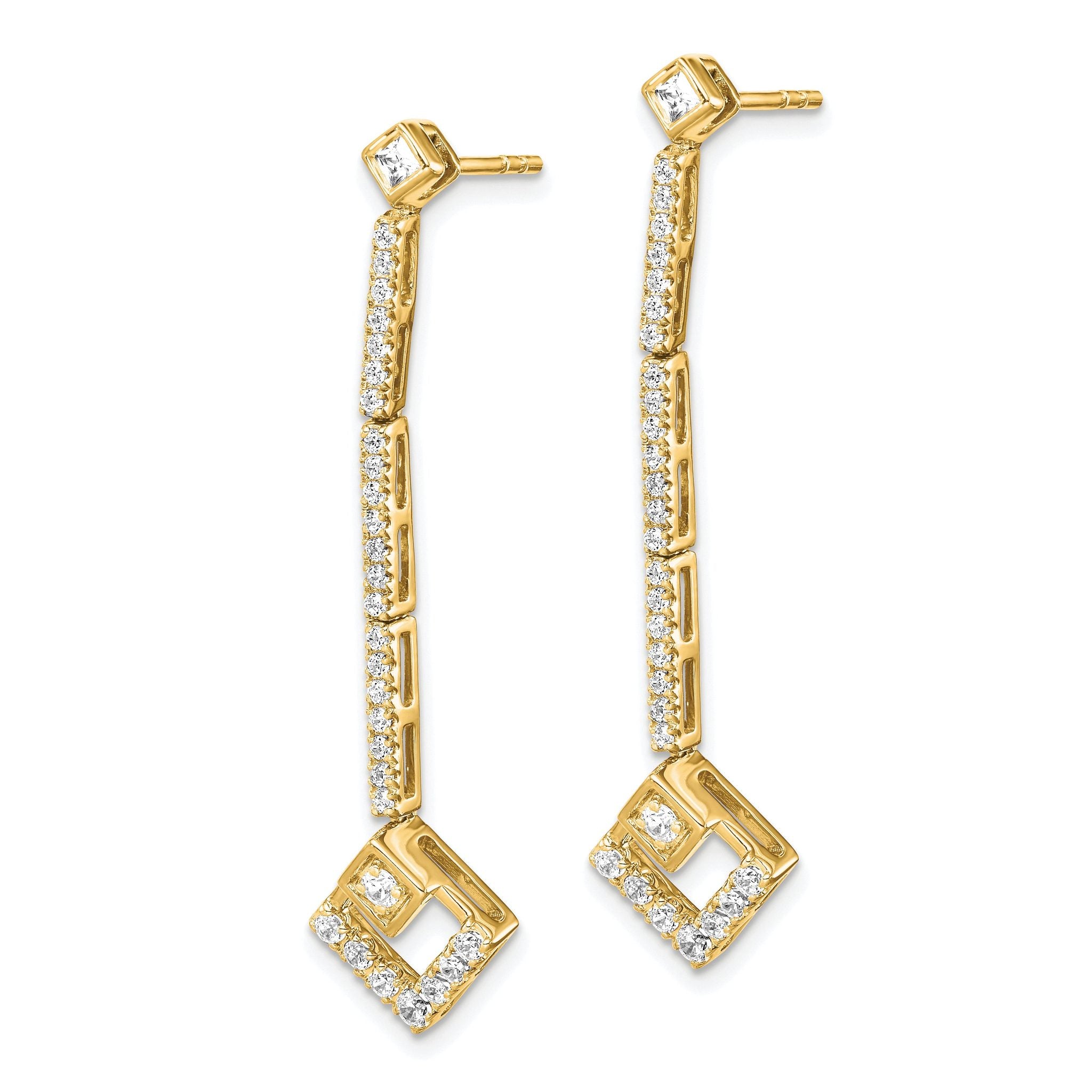 14k 1/2 carat Lab Grown Diamond VS/SI+ G+ Complete Dangle Post Earrings Secondary image