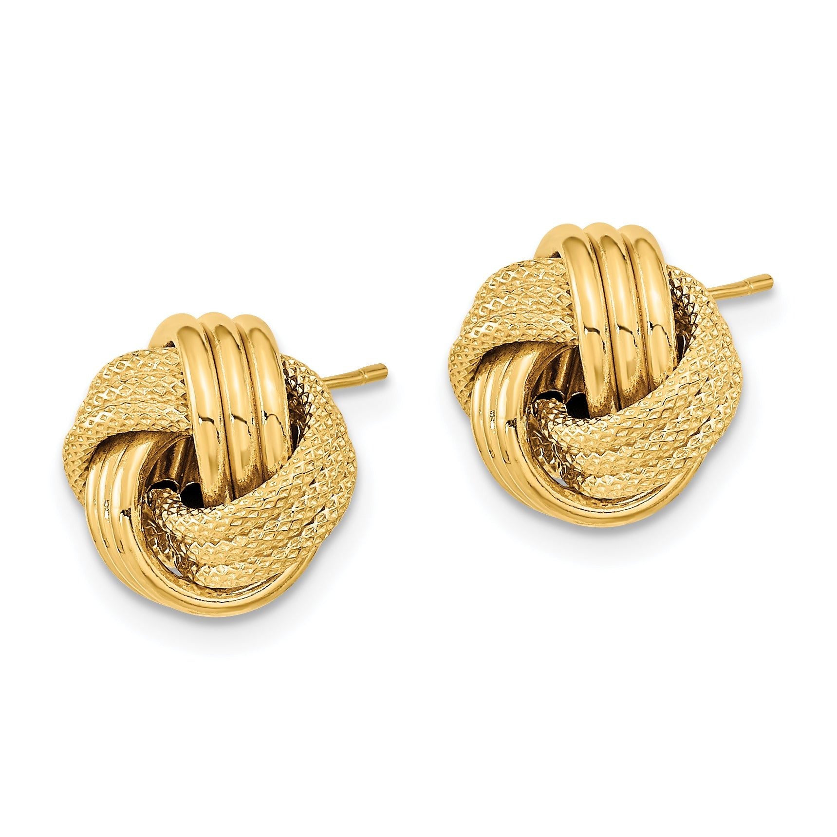 14k Polished Textured Triple Love Knot Post Earrings Secondary image