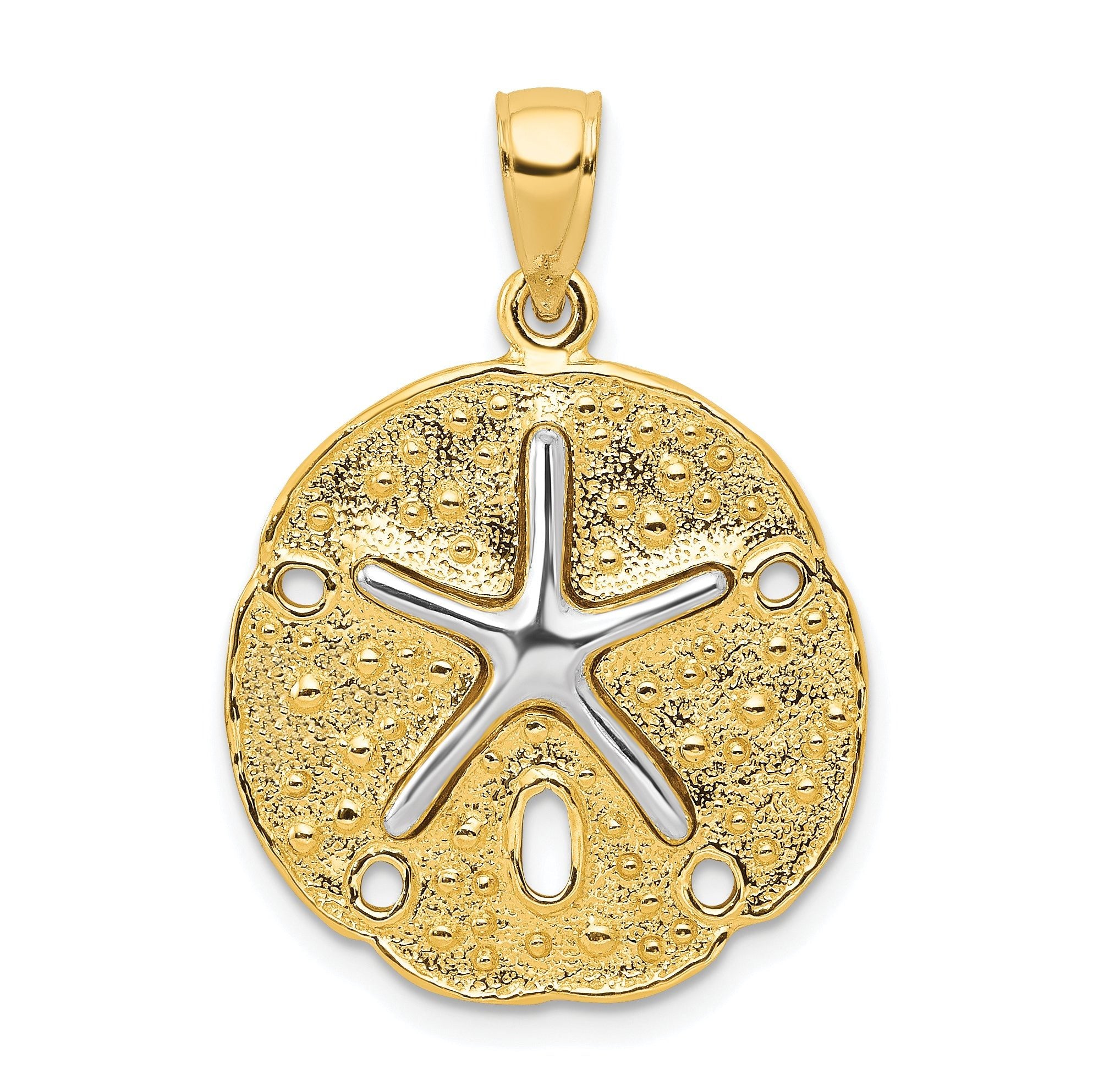 10k Two Tone Sand Dollar w/ Starfish Pendant Main image
