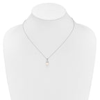 Sterling Silver Rhodium-plated 6-7mm White Button Freshwater Cultured Pearl and CZ 17 inch Necklace