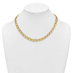 14k Polished And Textured 8mm Long Curb Link 18 inch Necklace