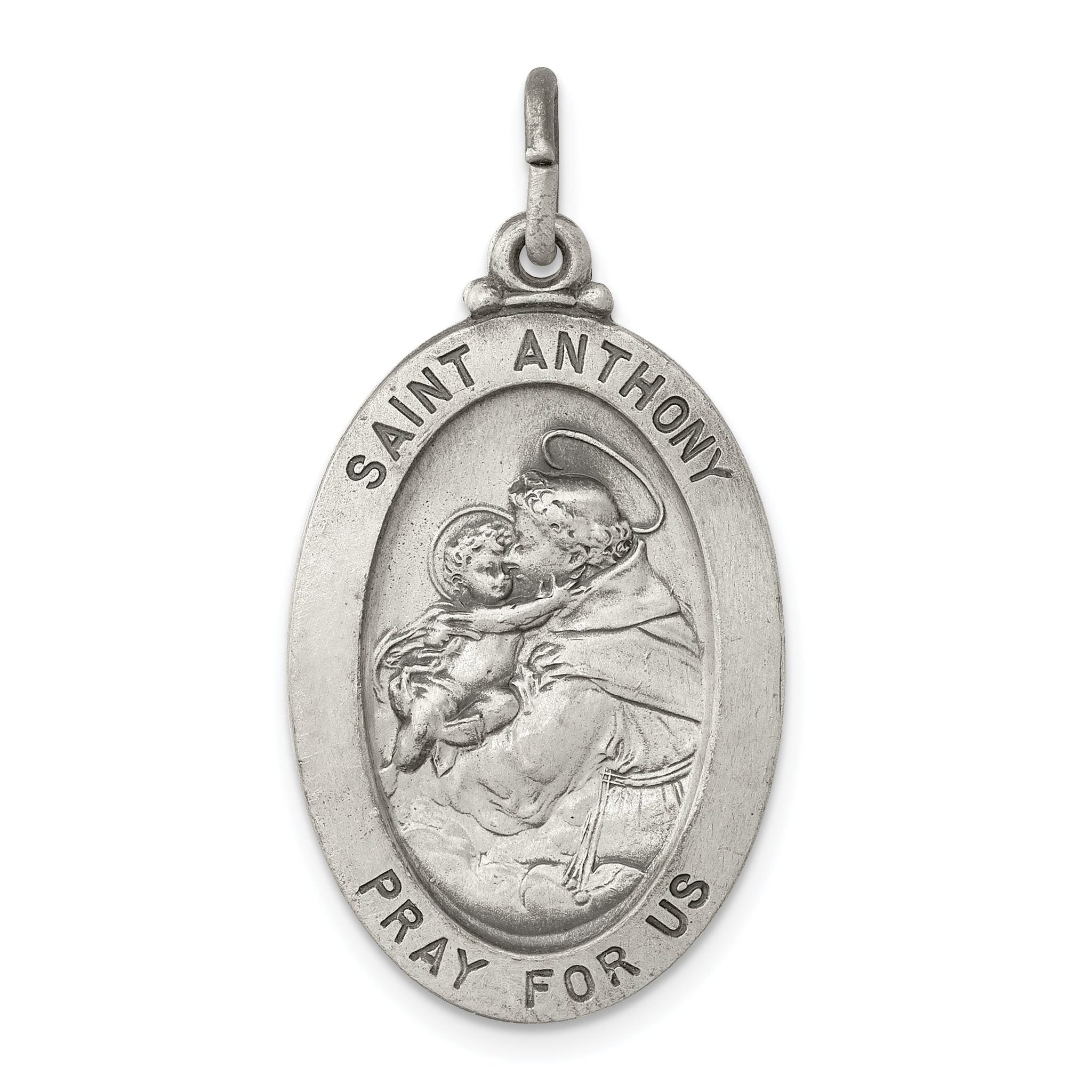 Sterling Silver 925 Saint Anthony Medal Antiqued Charm by Sophia Jewelers Main image