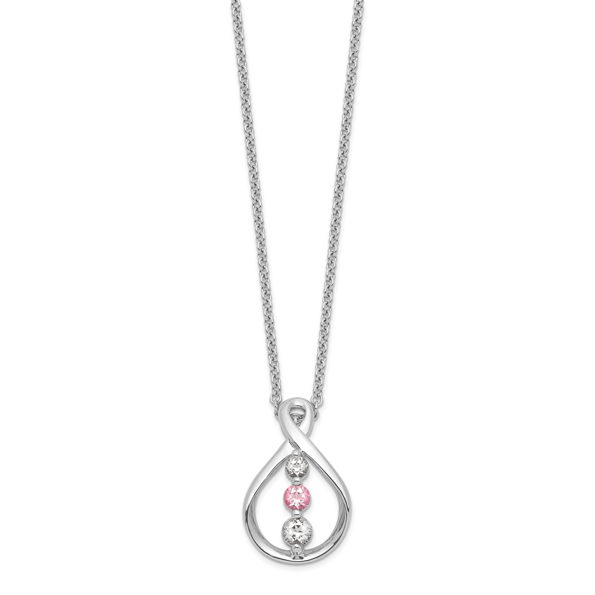 Sophia Jewelers 10K White Gold Rhodium Necklace with Pink and White Topaz Secondary image