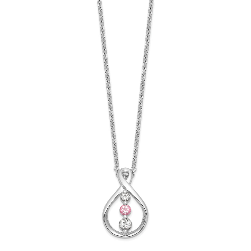 Sophia Jewelers 10K White Gold Rhodium Necklace with Pink and White Topaz