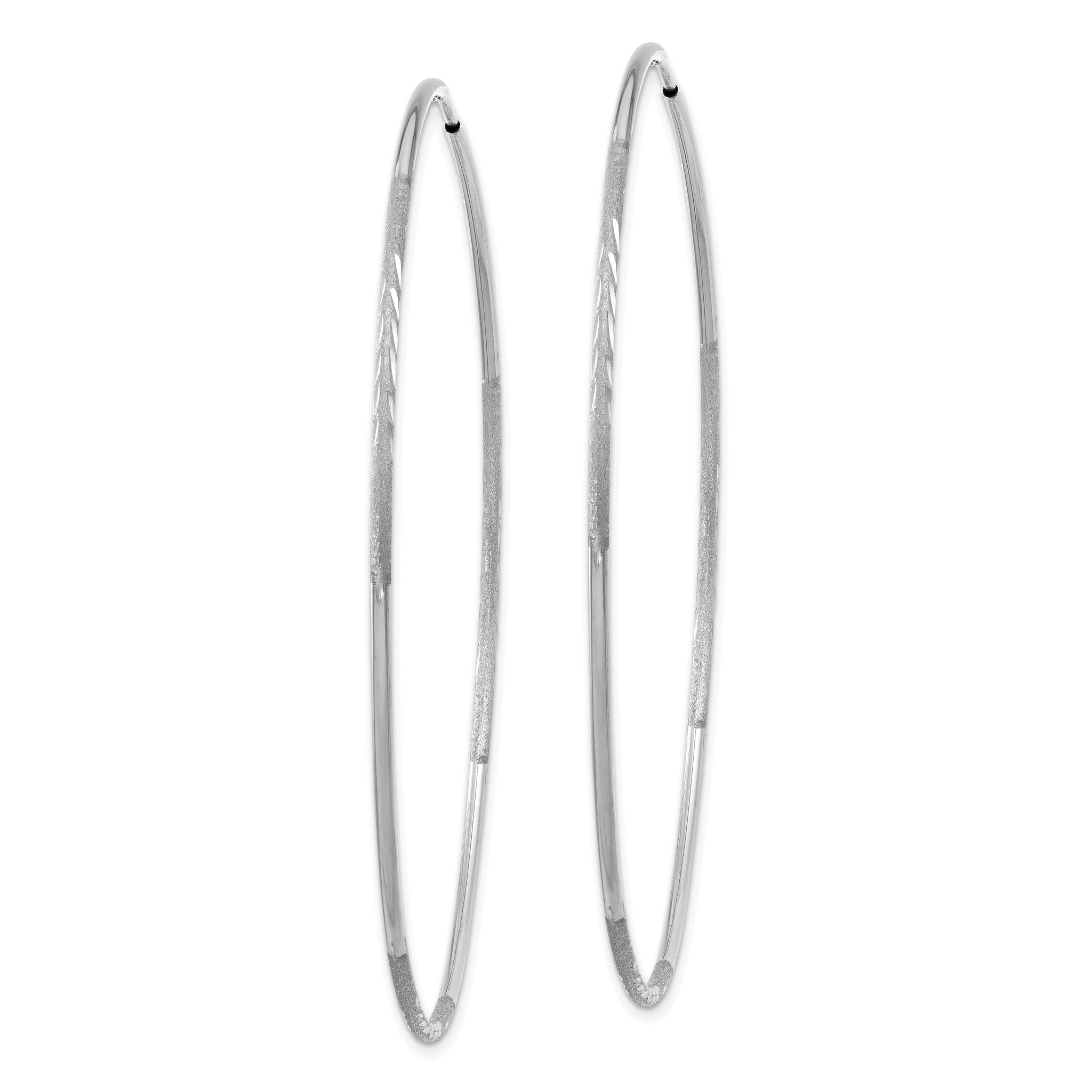 14K White Gold 1.25mm Diamond-cut Endless Hoop Earring Secondary image