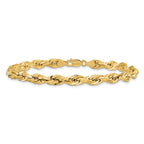 Semi-Solid Rope Chain Bracelet in 14K Yellow Gold, 5.4mm