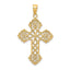 14K Gold Lacey Budded Cross Pendant  Elegant Casted Design