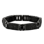 Stainless Steel Polished Black IP-plated Wire Inlay Link Bracelet for Men