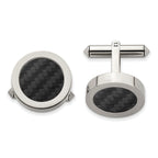 Polished Titanium Black Carbon Fiber Cuff Links