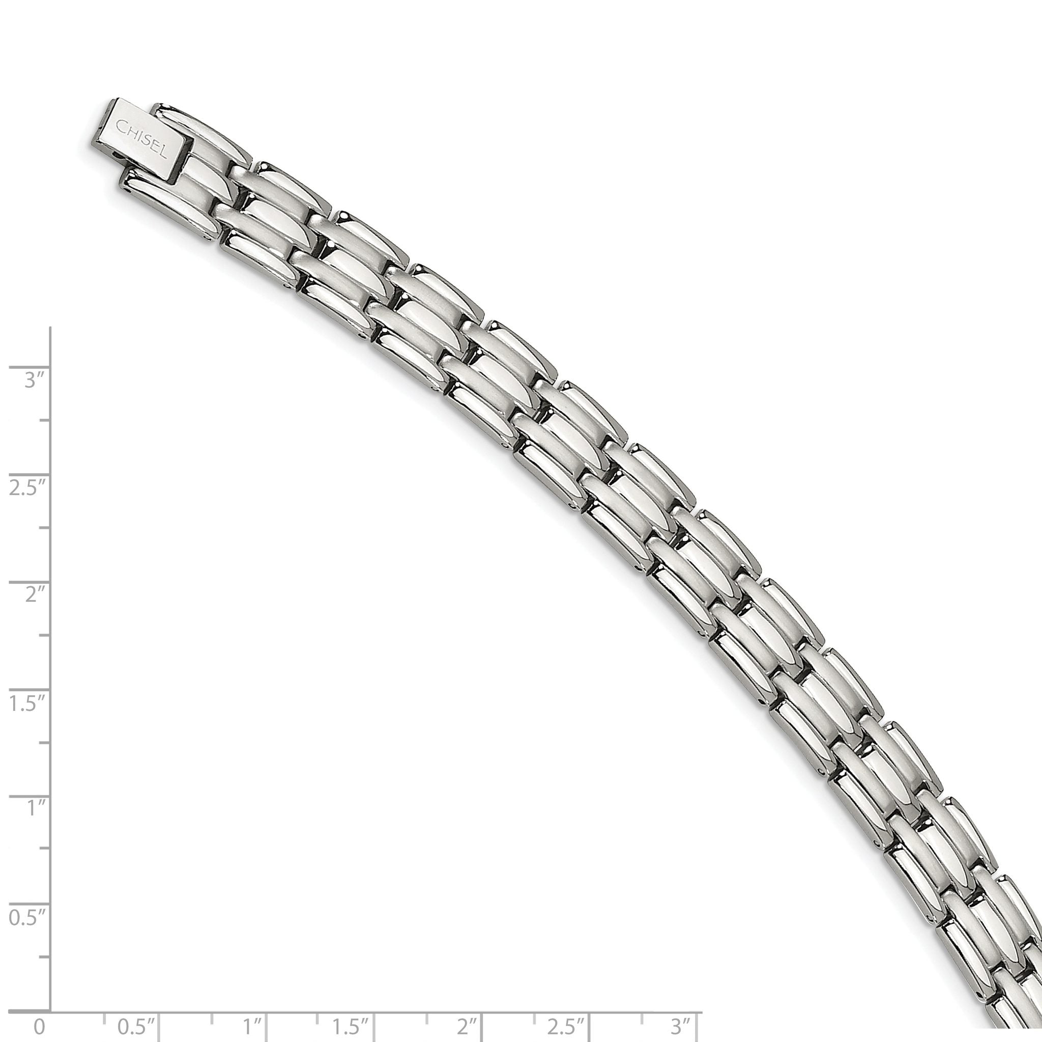 Stainless Steel Brushed and Polished Link Bracelet for Men