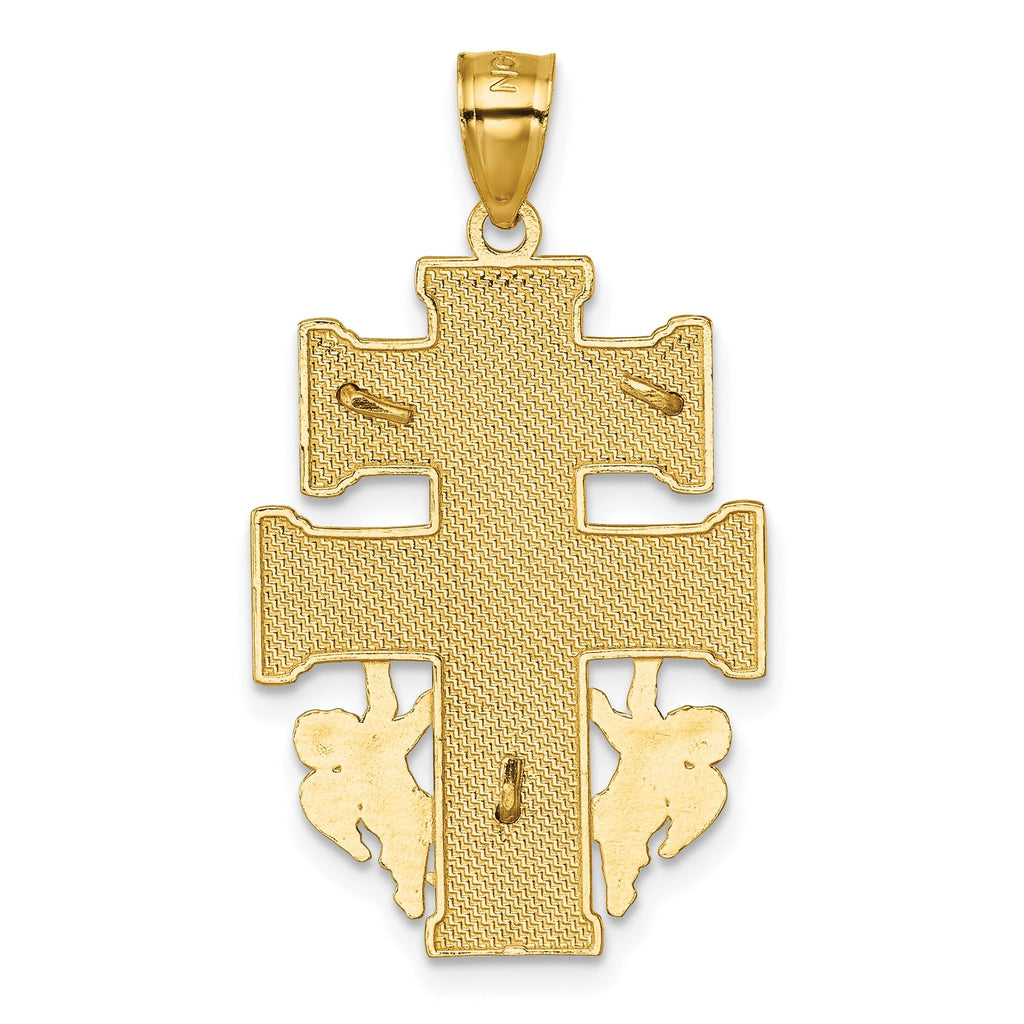14k Polished Diamond-cut Cara Vaca Cross Pendant