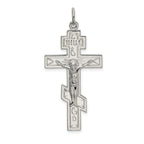 Sterling Silver 925 Orthodox Cross Pendant with Polished Platinum Finish