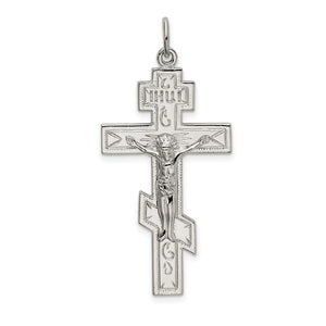 Orthodox Cross Pendant in Sterling Silver, 40mm - Sophia Jewelers
