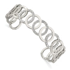 Stainless Steel Polished with Crystals 14.5mm Circles Cuff Bangle Bracelet for Women