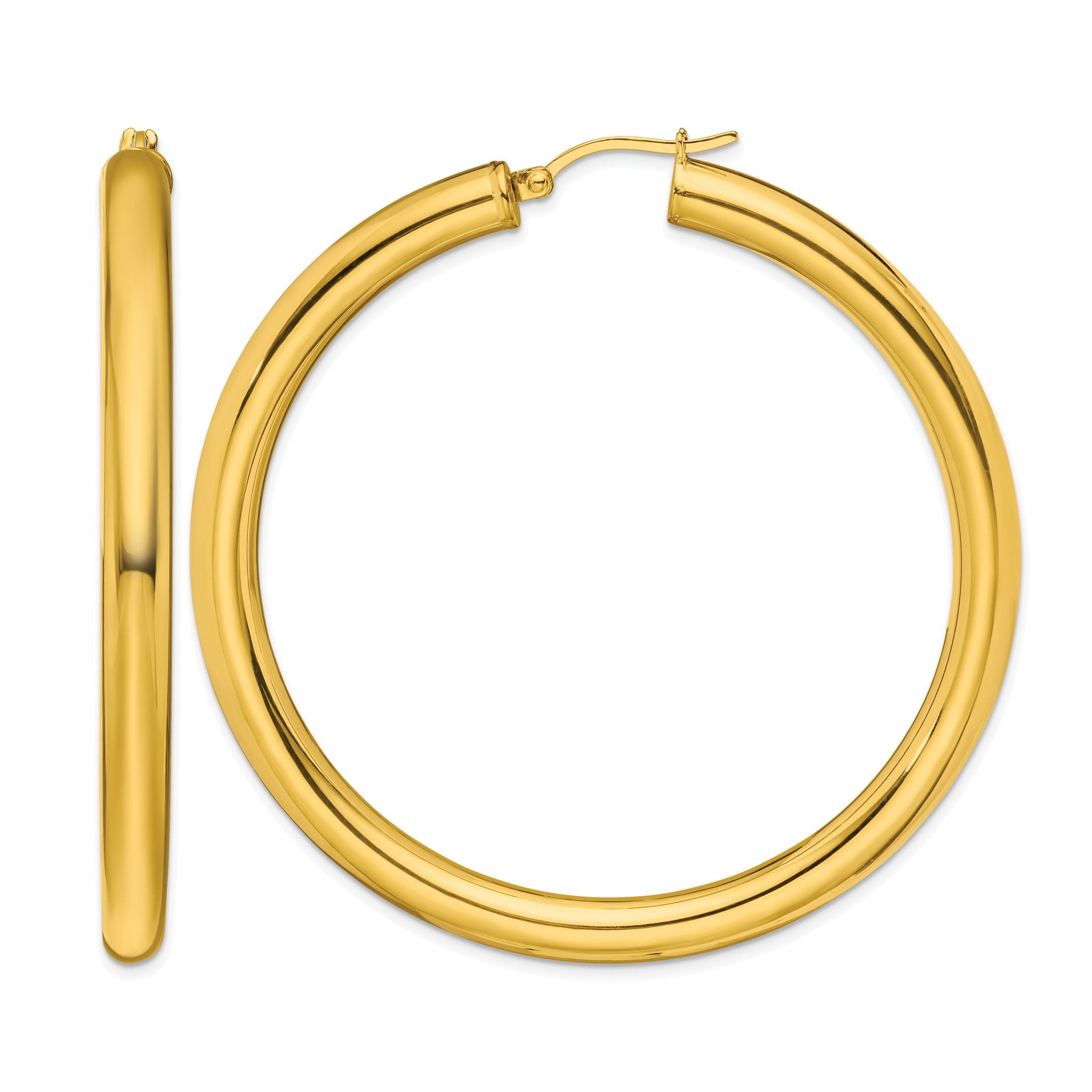 Stainless Steel Gold-Tone Polished Hoop Earrings for Women