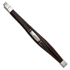 Stainless Steel Brushed Multi Strand Brown PU Leather and Rubber ID Bracelet with . Extension