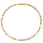 14k Polished and Satin Rose-plated X-and-Heart 10 inch Anklet