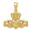 14K Gold Claddagh Pendant with Polished and Textured Finish