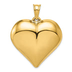 14K Gold Polished 3D Puffed Heart Pendant  Elegant Hollow Design
