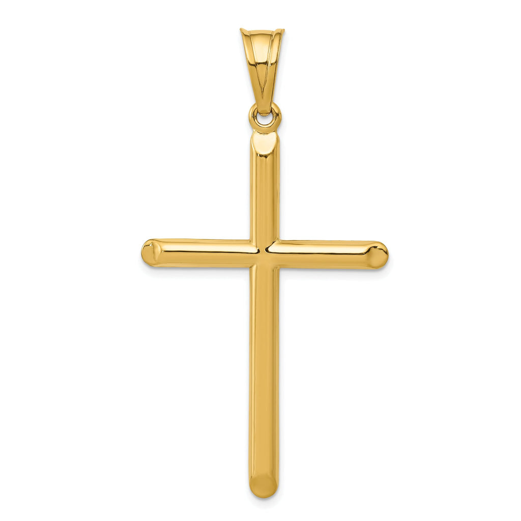 14K Gold Hollow 3D Cross Pendant with Elegant Design  56mm