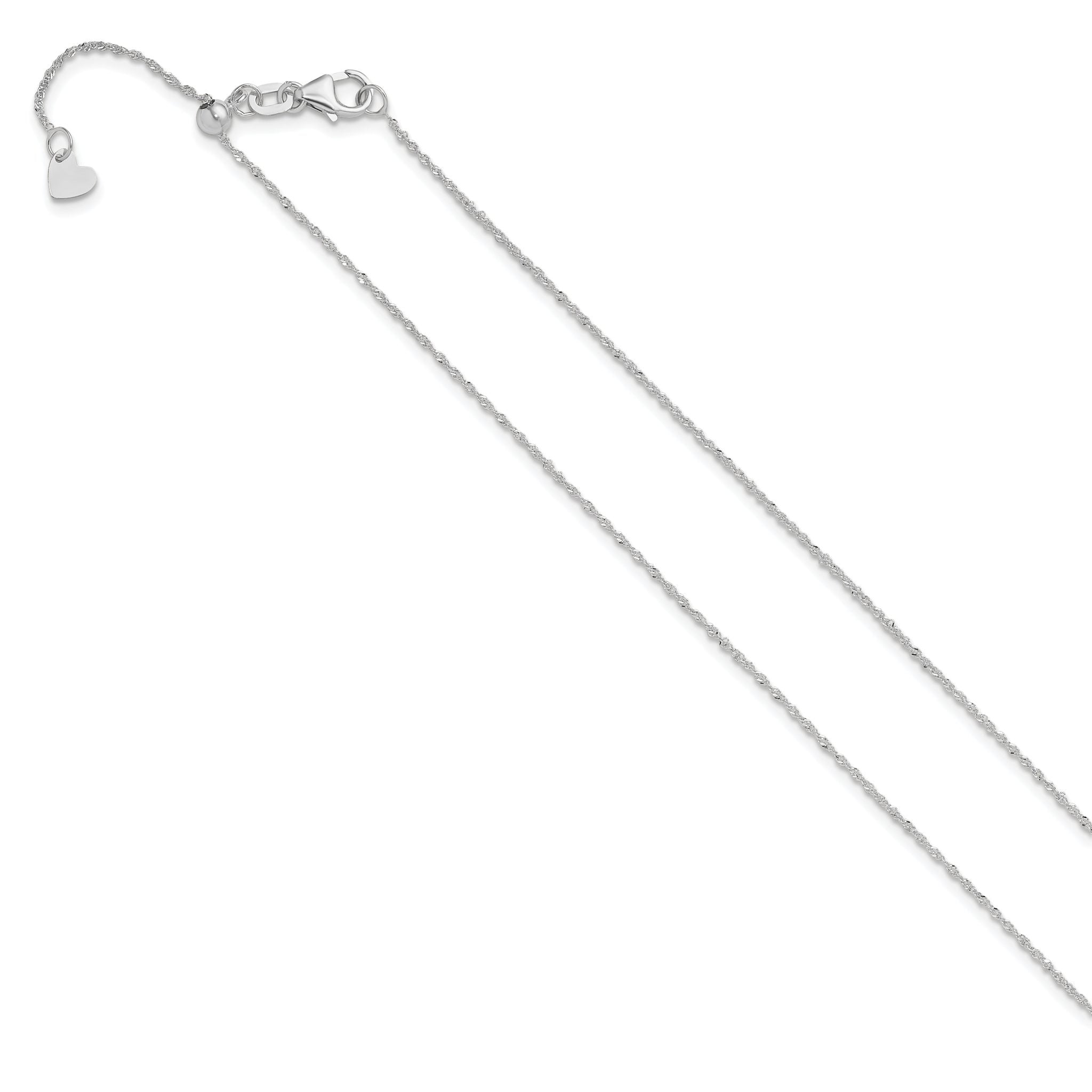 14K White Gold Adjustable .95mm Sparkle Singapore Chain Secondary image