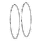 14k White Gold Diamond-cut Square Tube Endless Hoop Earrings