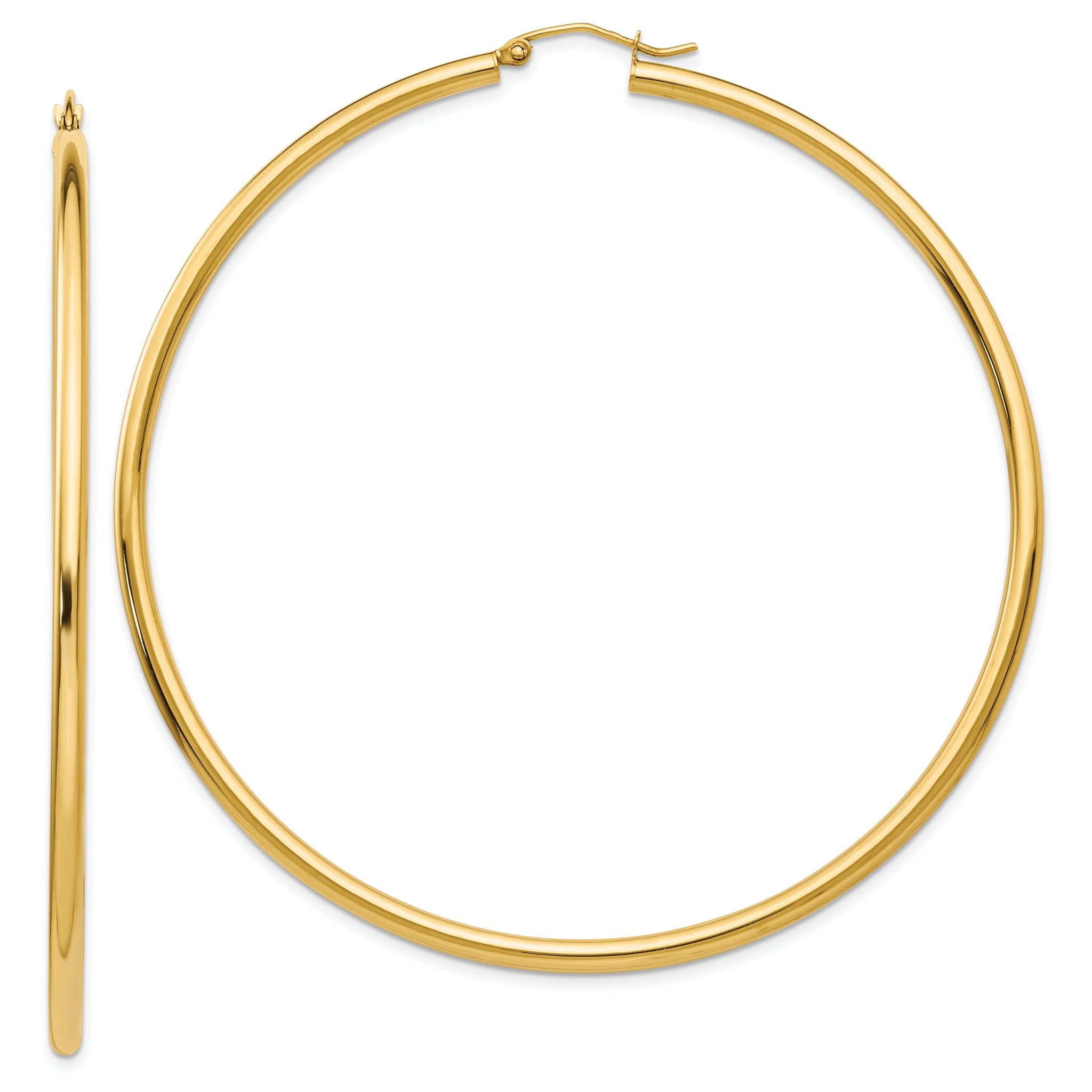 14k Polished 2.25x70mm Round Tube Hoop Earrings Main image