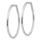 14K White Gold Hoop Earrings with Polished Finish and Omega Back 57mm