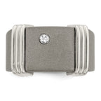 Edward Mirell Titanium & Argentium Sterling Silver .06ct Dia Signet Ring