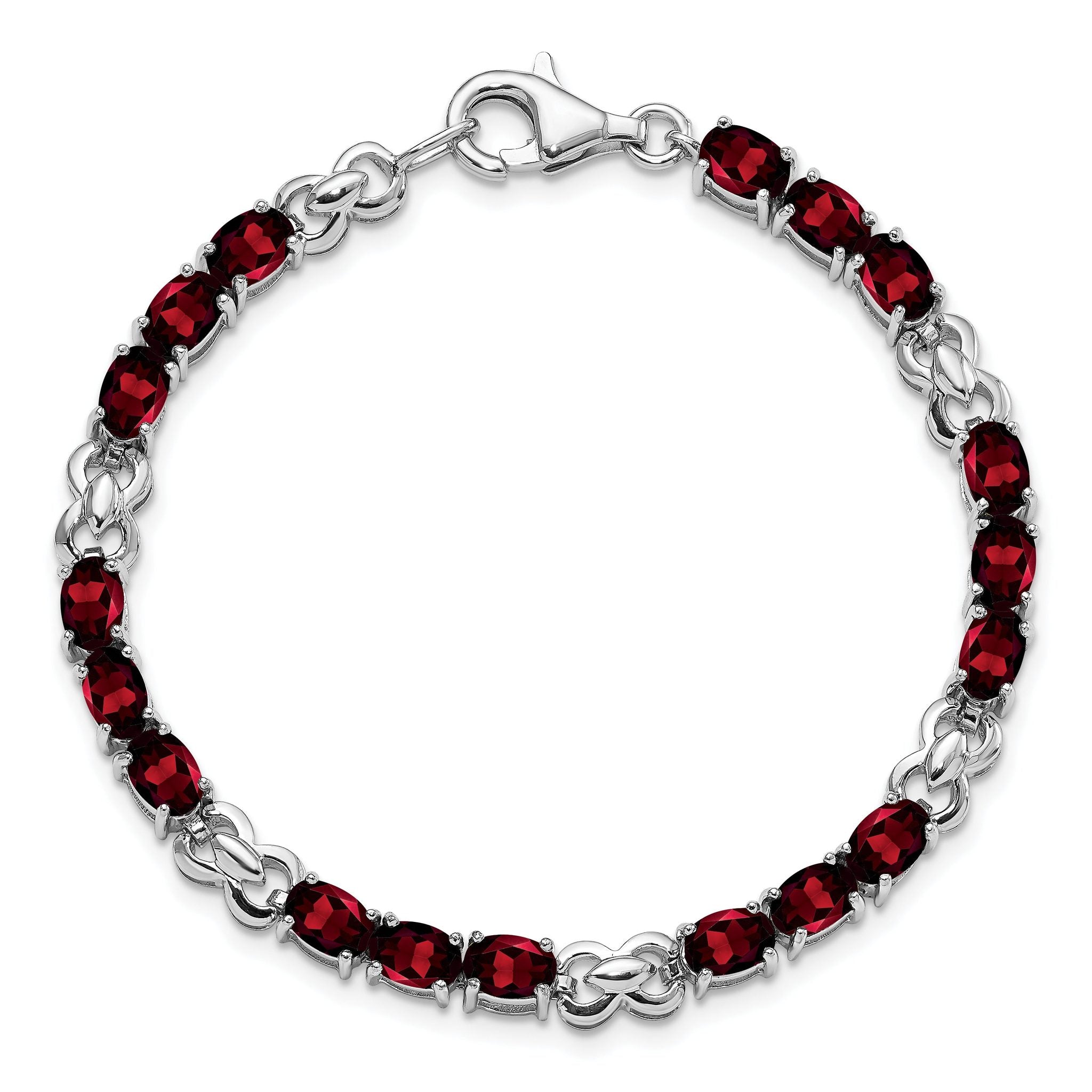 Sterling Silver Rhodium-plated Garnet Bracelet