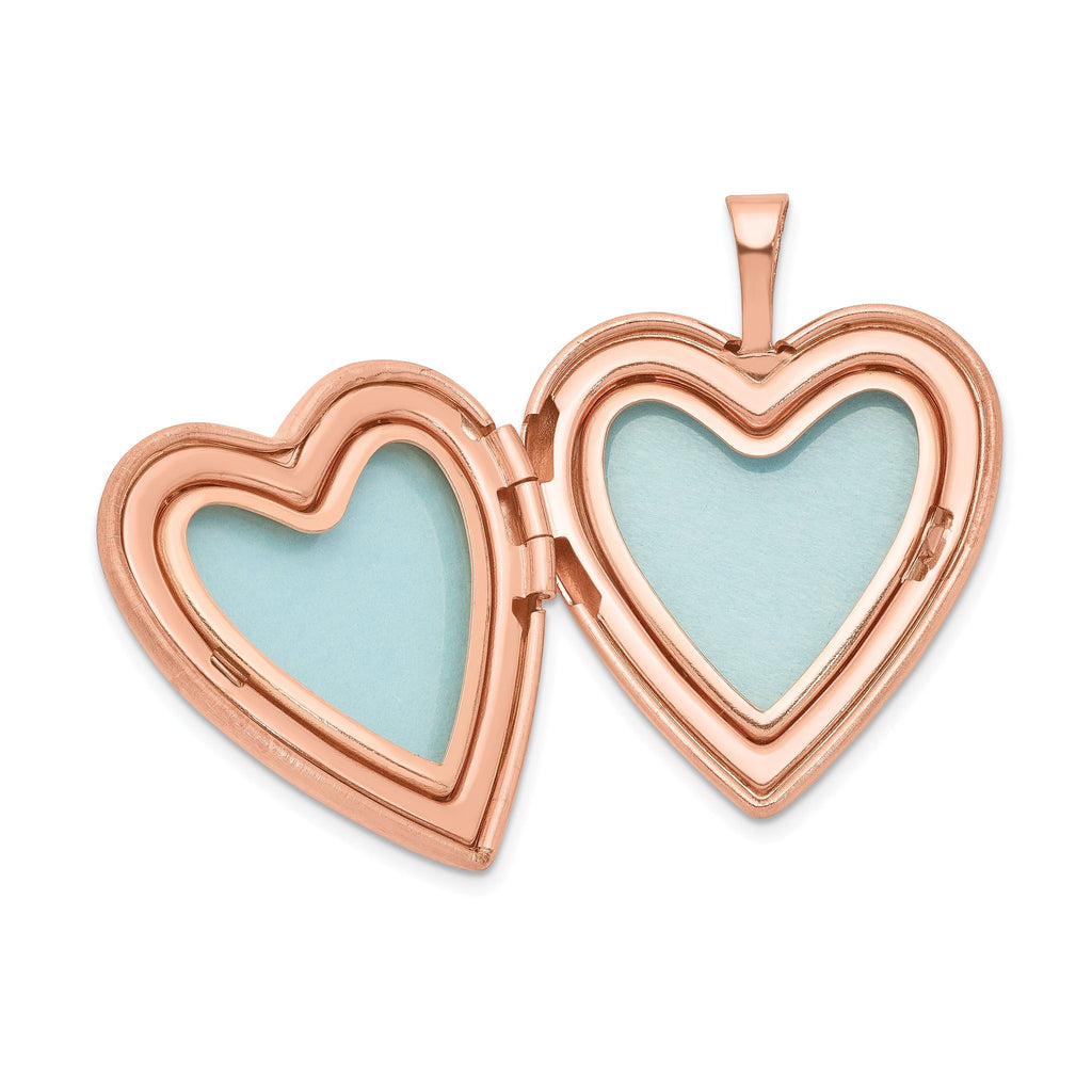 Sterling Silver Rose Gold-plated 20mm Diamond Heart Locket